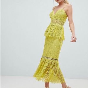 ASOS DESIGN Peplum Hem Lace Pencil Dress